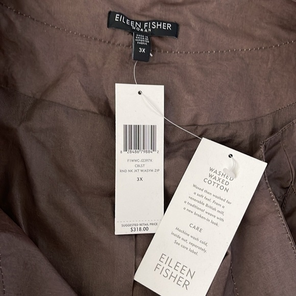 Ms. Diva Plus…Eileen Fisher Chocolate Waxed Cotton Jacket - Picture 3 of 5